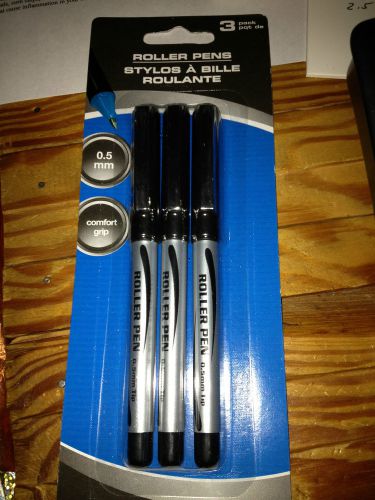 3 PACK ROLLER  PENS NEW IN PACK BLACK