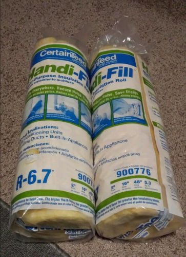 2 Packs CertainTeed HANDI-FILL  2 x 16 x 48&#034; R-6.7 Multi-Purpose Insulation Roll