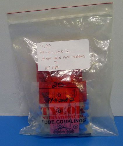 Lot of 35 Tylok PP-4-2ME-2 Coupling Tube: 1/8&#034; NPT Male Pipe Thread to 1/4&#034; Tube