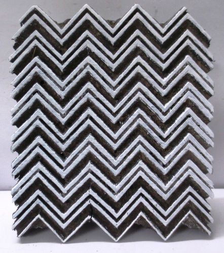 Indian wooden carved textile stamp fabric printing block zig zag chevron print for sale