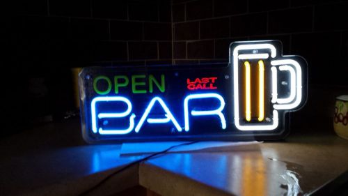 Neon Animated electric open (last call) sign light.