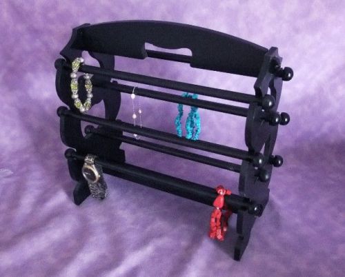 Black Wood 8 Bar Bracelet And Watch Display Rack