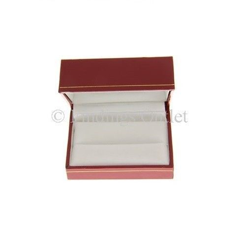 Classic rectangular style leatherette jewelry double ring boxes - 1 dozen for sale