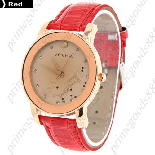 Star constellations big dipper stars pu leather  ladies wristwatch women&#039;s red for sale