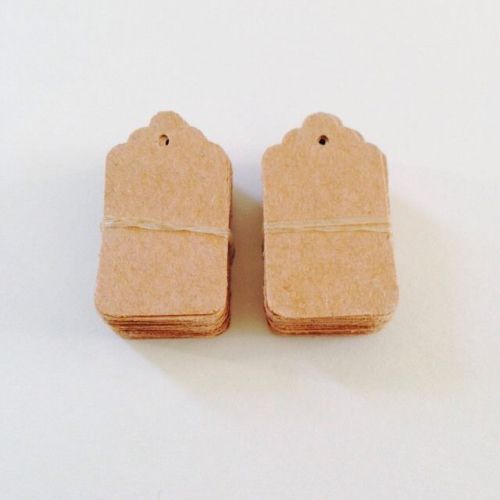 Mini gift tags, jewelry tags, price tags, hang tags, 100 pcs, Kraft Paper Tags