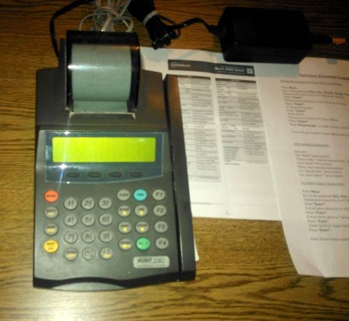 Nurit 2085 credit card terminal machine with instructions &amp; reference quide for sale