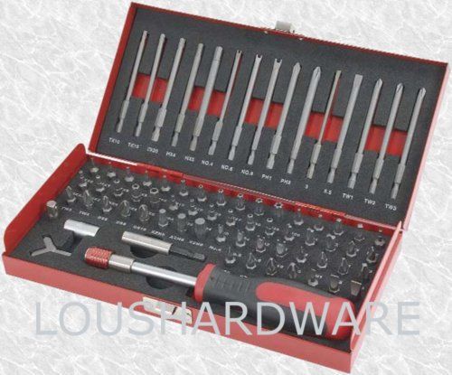 75 pc driver bit set star spline hex clutch pozidriv spannersquare torx torq tri for sale