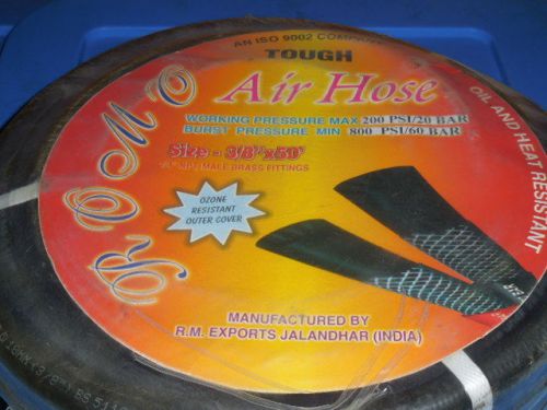 Air Hose 3/8&#034; x 50&#039;  200psi - 800psi Max 1/4&#034; NPT Male Brass, heat &amp; oil resist