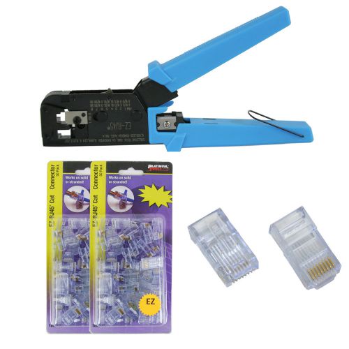 Platinum Tools 100004C EZ-RJ45 Crimper with 2x Jar EZ-RJ45 Cat5/5e 50 Connectors