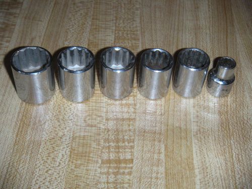 6-Proto 3/8&#034; Drive Sockets, 12 Point, Metric,