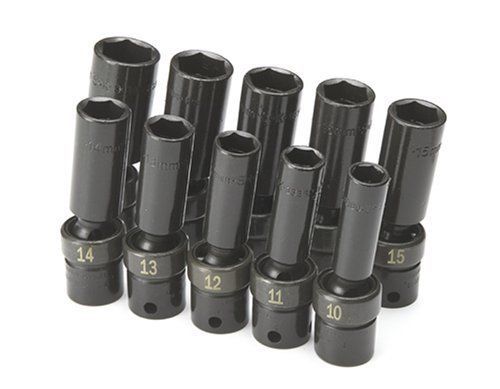 Sk hand tool, llc 33375 a0 piece 6 point deep swivel metric impact socket set for sale