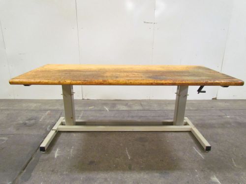 AMD Industrial Butcher Block Workbench Lift Table 60x28x30-36&#034; Adjustable Height