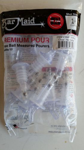 *NEW* 12 BAR MAID CLEAR MEASURED LIQUOR / BAR POURERS, 1.25 OZ. - ONE DZ.