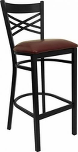 New metal designer restaurant barstools burgundy vinyl seat lot of 10 barstools for sale