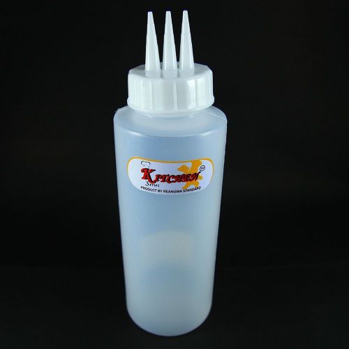 12 oz Clear 3 head Sauce Dispenser Squeeze Bottle