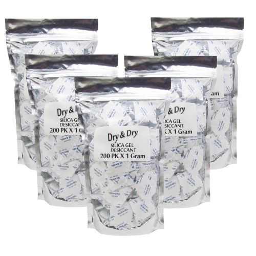 1 gram X 1000 PK &#034;Dry &amp; Dry&#034; Silica Gel Desiccant - FDA Compliant Food Safe