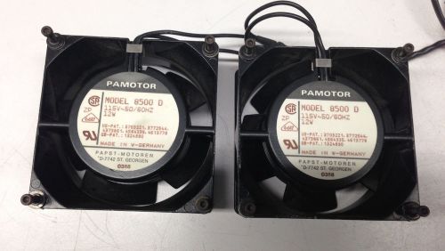 TWO (2) PAPST PAMOTOR MD. 8500D115V AC 50/60 HZ 12W FAN w/ MOLEX TYPE PLUG