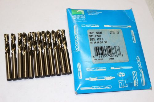 12 new GREENFIELD Letter #G Screw Machine Length Cobalt HSCo Twist Drills 50836