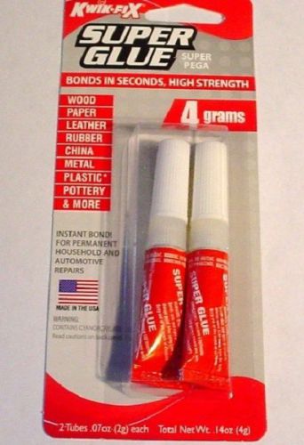 KWIK-FIX Super Glue 2 pack 4 grams Bonds in Seconds, High Strength CYANOACRYLATE