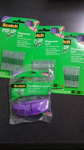 Scotch 3m pop-up tape handband dispenser &amp; 3 lots of dispenser refills 3 packs for sale