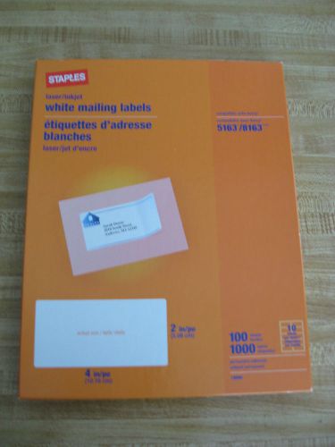 Staples 700 White 2&#034;x4&#034;  Laser Mailing Labels Uses Avery 5163 or 8163 Template