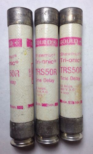 SHAWMUT TRI-ONIC TRS50R TIME DELAY / 50 AMP / 600 V / LOT OF 3 FUSES