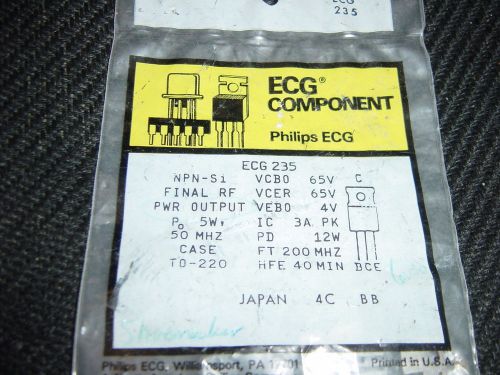 NEW ECG235 NPN TRANSISTOR TO220  NTE235