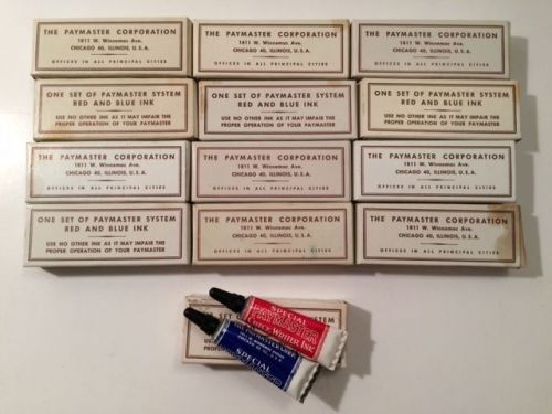 Vintage Paymaster Check Writer System Ink Blue &amp; Red Lot of 12 Original Boxes