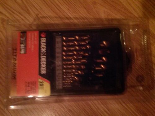 NEW DRILL BITS SET BLACK &amp; DECKER 29 PECES TITANIUM 1/16-1/2