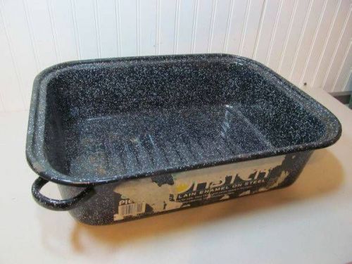 Large Baking Turkey Roasting Pan Enamel Steel enamelware granite 17 x 13