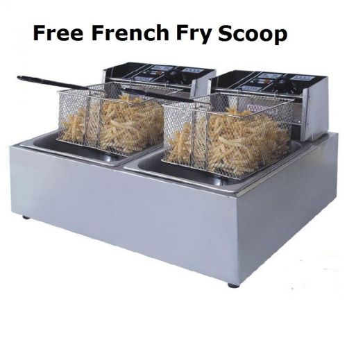 5000W 12L Electric Countertop Deep Fryer Dual Tank Basket Commercial Restaurant