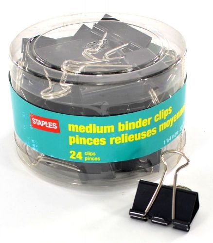 STAPLES Binder Clips Medium Black Office Supplies School