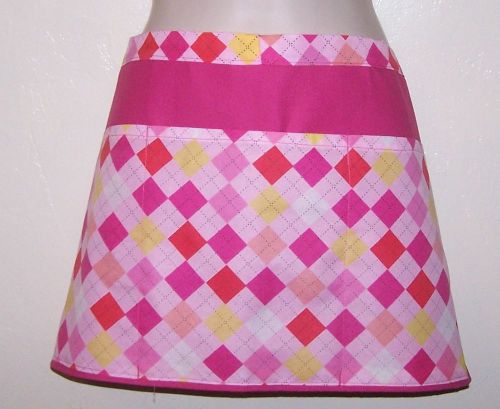 6650 Hand Made waitress half APRON Pink Diamond --- free shipping