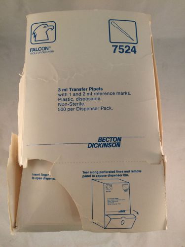 Near Full Box of BD Falcon 3mL Transfer Pipets REF 357524 NEW!