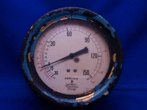 ANTIQUE 5.5 x 6.25&#034; AMMONIA PRESSURE GUAGE PAT 1906 STEAMPUNK #3A-1