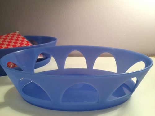 2 BLUE BODUM OVAL PLASTIC BASKET 11&#034; X 7&#034; With 18 Basket Liners.