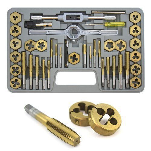 Xtremepowerus 40-piece titanium coated tap &amp; hexagon die set - mm for sale