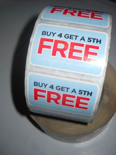 Price labels Buy 4 get 5th free  retail business price stickers2 thick rolls