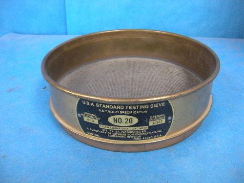 W.S. Tyler Sieve No. 20, 0.331&#034; Opening, 8&#034; Diameter