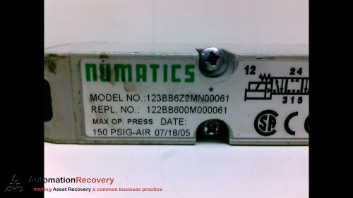 NUMATICS 123BB6Z2MN00061 SOLENOID VALVE 150PSIG