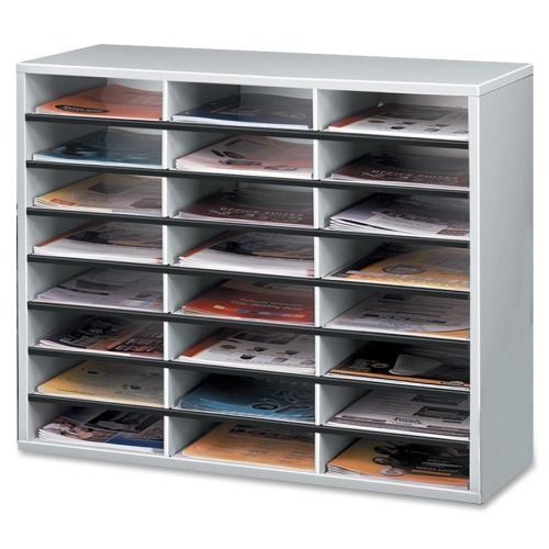 Fellowes 25041 Literature Organizer - 24 Compartment, Letter, Dove Gray