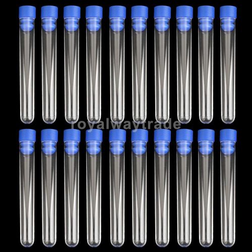 20x Non-Graduated Test Tubes Lab Test Container Tool w/ Screw Caps 10x1.5cm