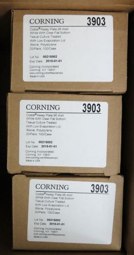 Qty 60 Corning Costar 96 Well White Flat Bottom Assay Plates w/ Lid #3903