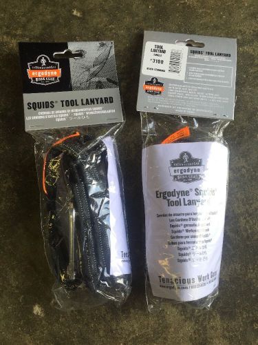 2 Ergodyne Squids 3100 Tool Lanyards - Single Carabiner Standard Black