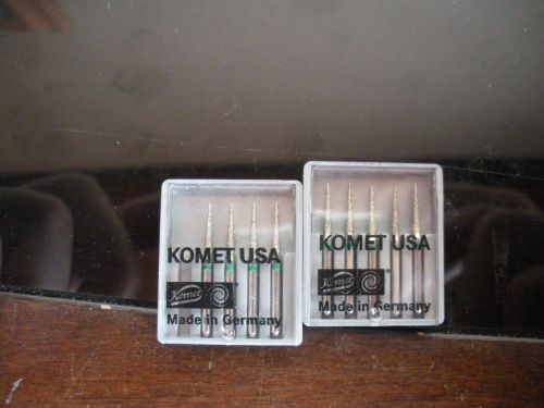 Dental Lab Komet/ Brasseler Diamond Burs, FG, Lot of 9