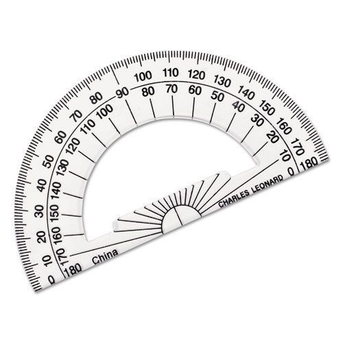 Open Center Protractor, Plastic, 4&#034; Ruler Edge, Clear