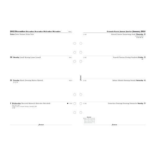 Filofax 2016 Week to View Reill with Notes Section, January 2016 to December ...