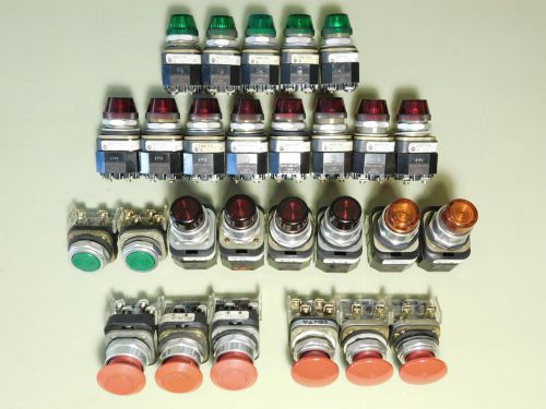 DEALER SURPLUS LOT OF 27 - Allen-Bradley Emergency Stops, Pushbuttons, &amp; Pilots