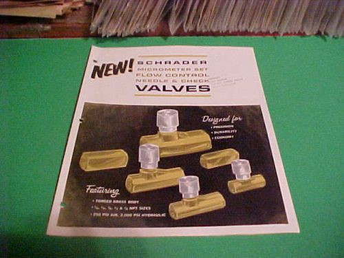 1970S SWEETS EQUIPMENT CATALOG BROCHURE SCHRADER MICROMETER FLOW CONTROL VALVES