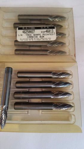 MA FORD 1/4&#034; DIAMETER TREE SHAPED CARBIDE BURR LOT OF 15